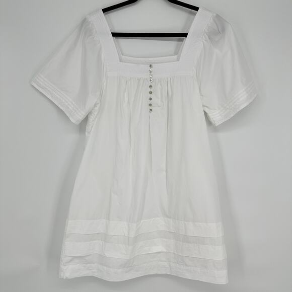 Madewell Nisha Cotton Poplin Square Neck Relaxed Pocket Womens Dress Medium - Picture 2 of 12